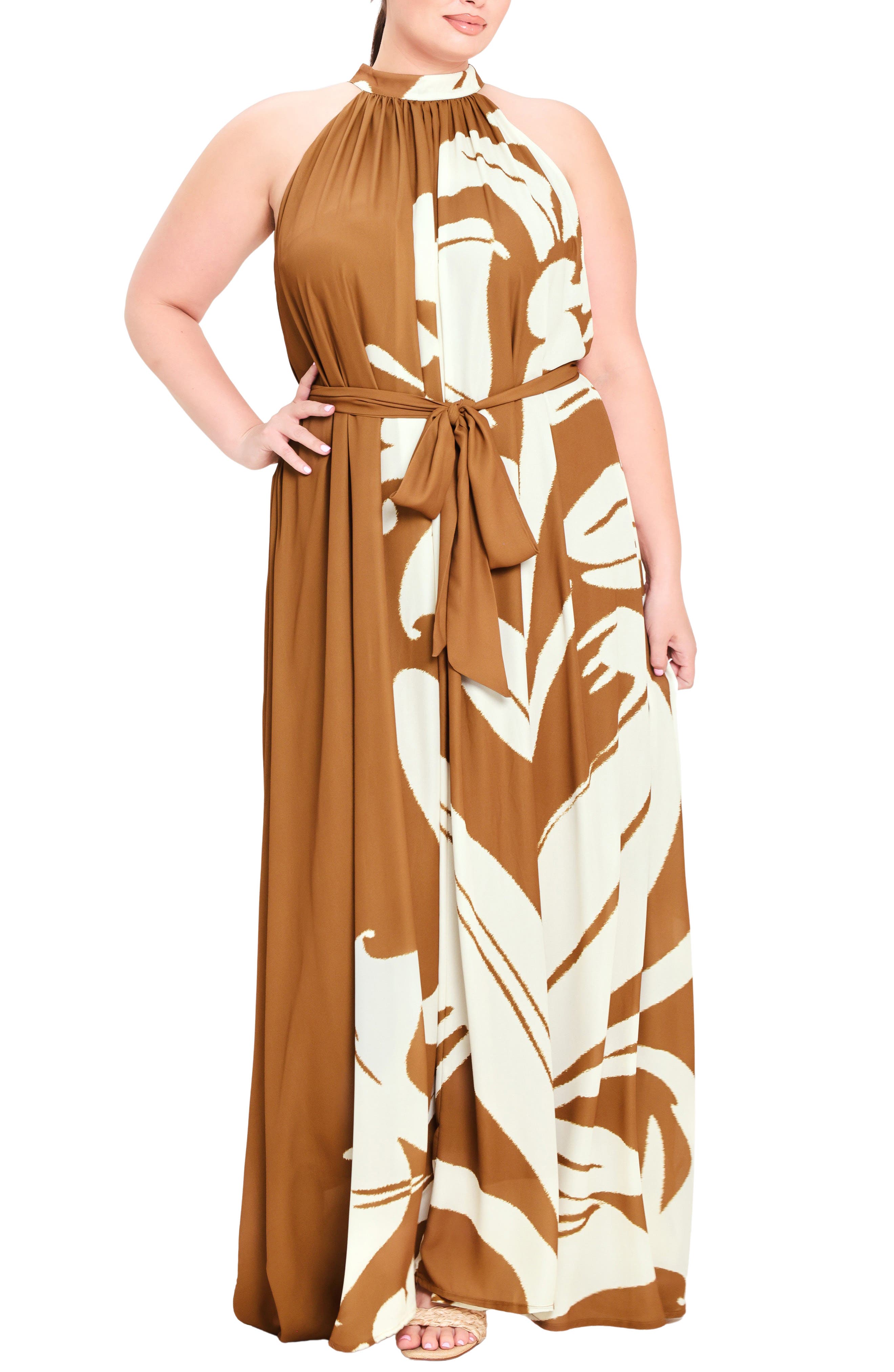 Printed Halter Maxi Dress