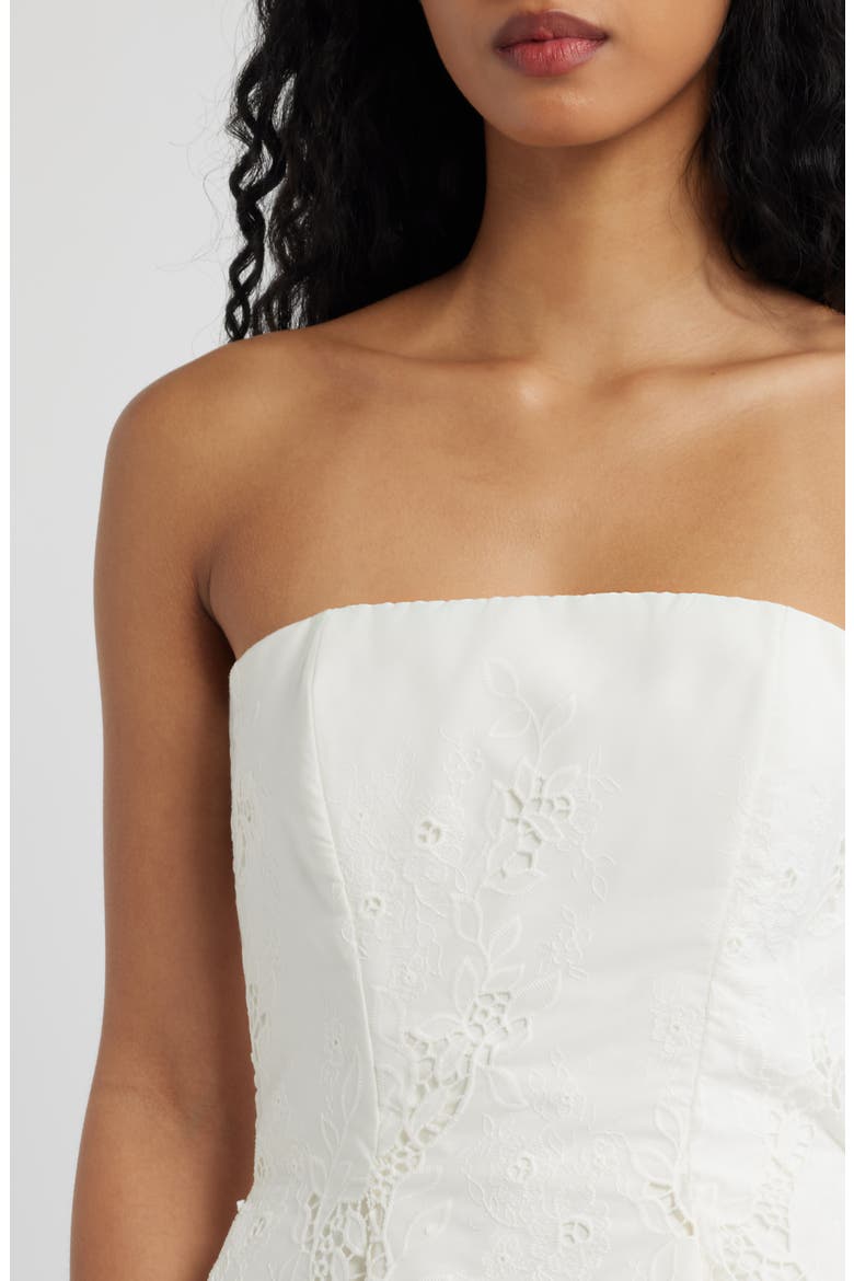 Jemma Strapless Broderie Dress, Alternate, color, WHITE