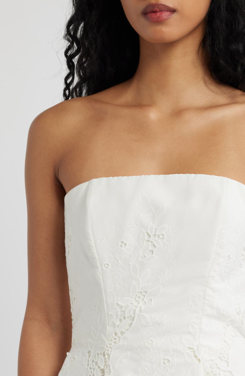 HOUSE OF CB Jemma Strapless Broderie Dress, Alternate, color, White