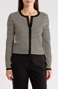 T Tahari Stripe Crop Cardigan