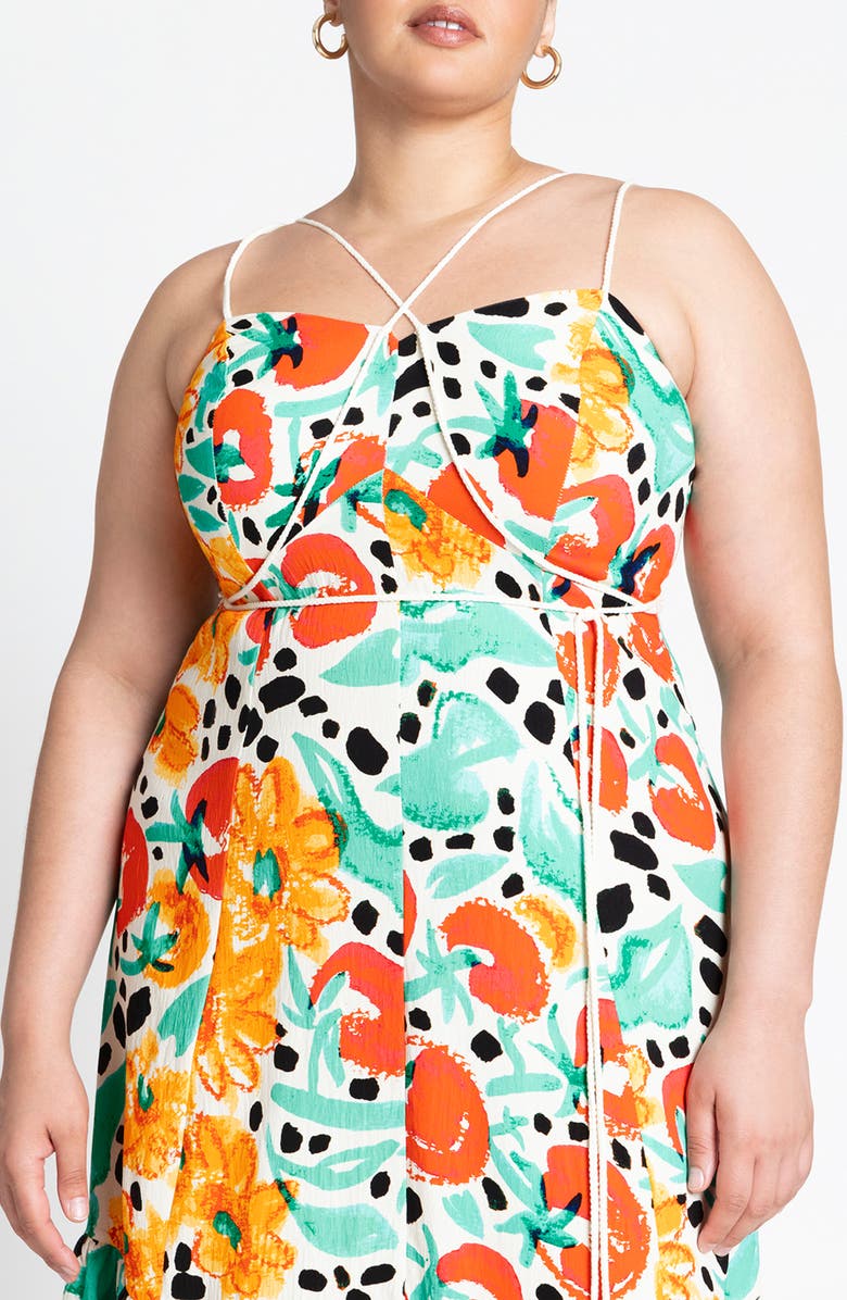 ELOQUII Strappy Tiered Maxi Dress, Alternate, color,