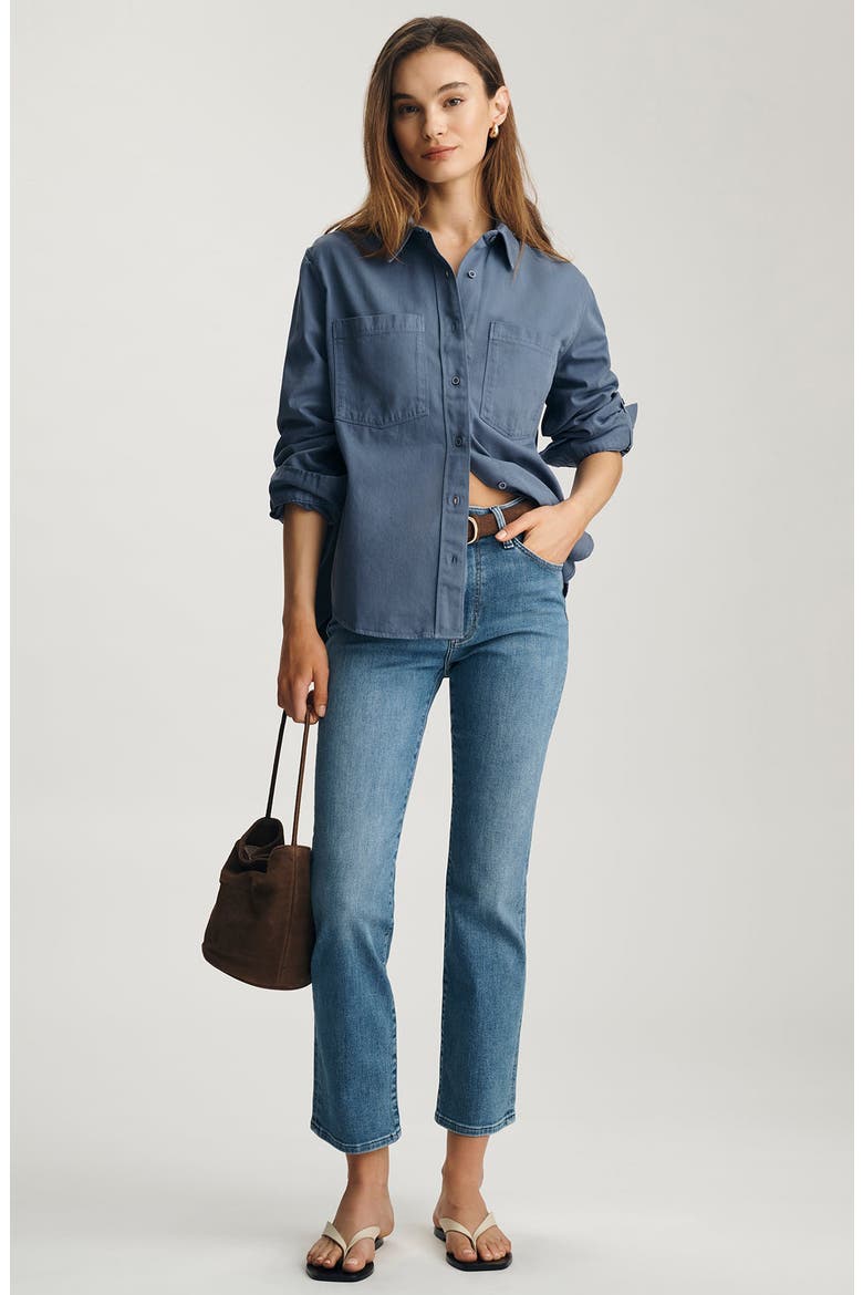 Relaxed Fit Cotton Button-Up Shirt, Alternate, color, BLUE INDIGO