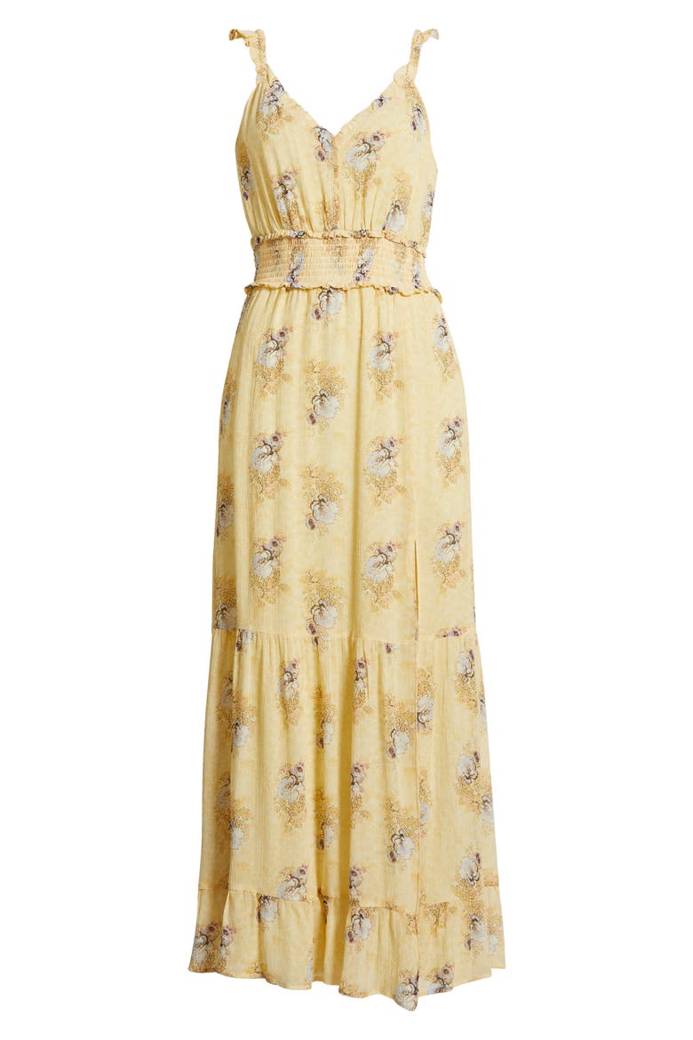 Pacifica Floral Print Smocked Silk Sundress, Alternate, color, SUNKSSD