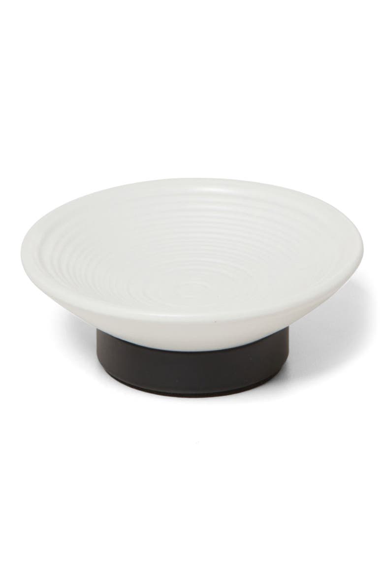 Dubai Black Trim Soap Dish, Main, color, WHITE