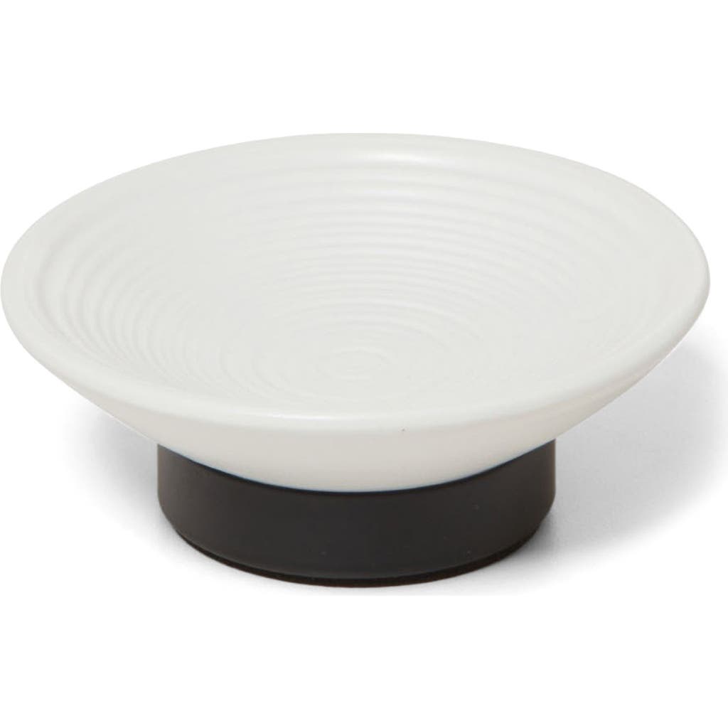 Roselli Trading Company Dubai Black Trim Soap Dish In White