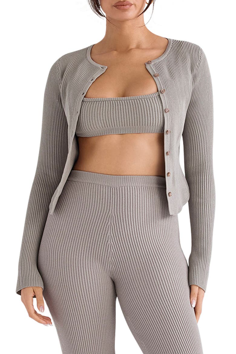 Sylvia Ribbed Cardigan, Alternate, color, TAUPE