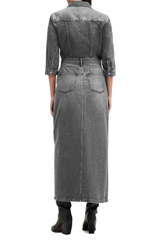 Allsaints Blair Denim Shirtdress In Washed Black
