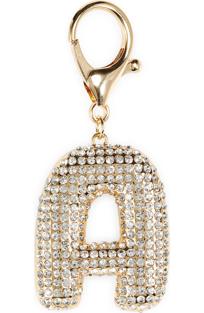 Leith Pavé Initial Bag Charm, Main, color, A- Clear- Gold