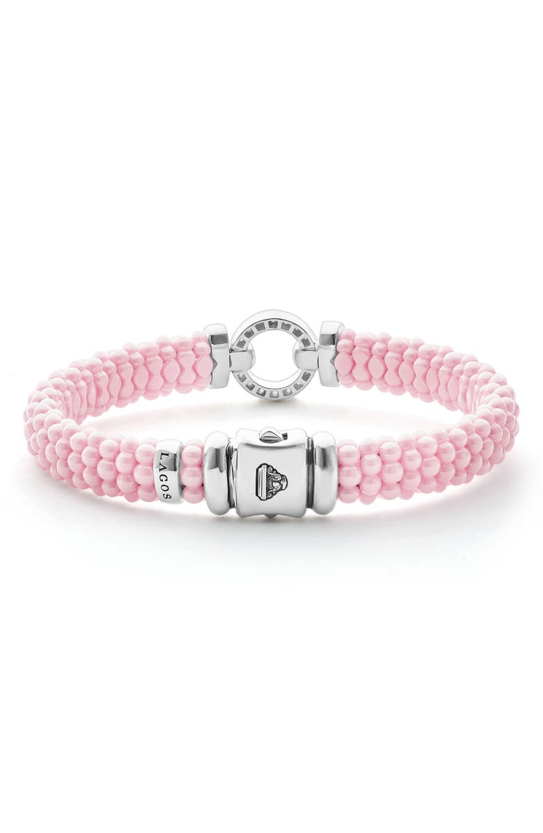 LAGOS Pink Caviar Ceramic Diamond Circle Bracelet, Alternate, color, Pink