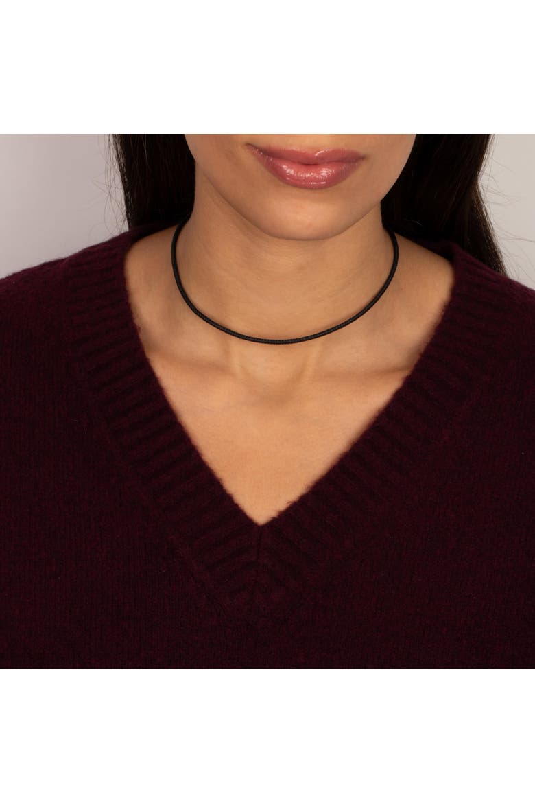 Black Leather Rope Chain Choker Necklace 14K, Alternate, color, Black - 16 Inch