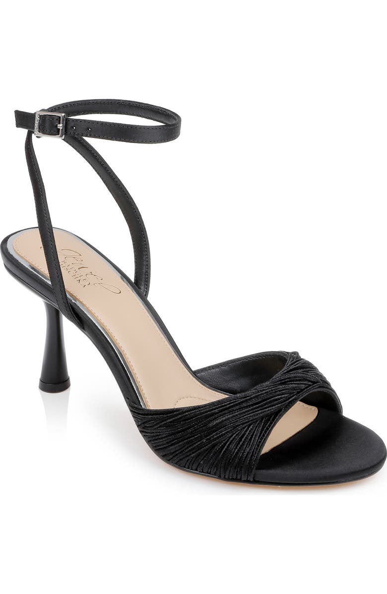 Jewel Badgley Mischka Nanette Braided Ankle Strap Sandal, Main, color, Black Satin