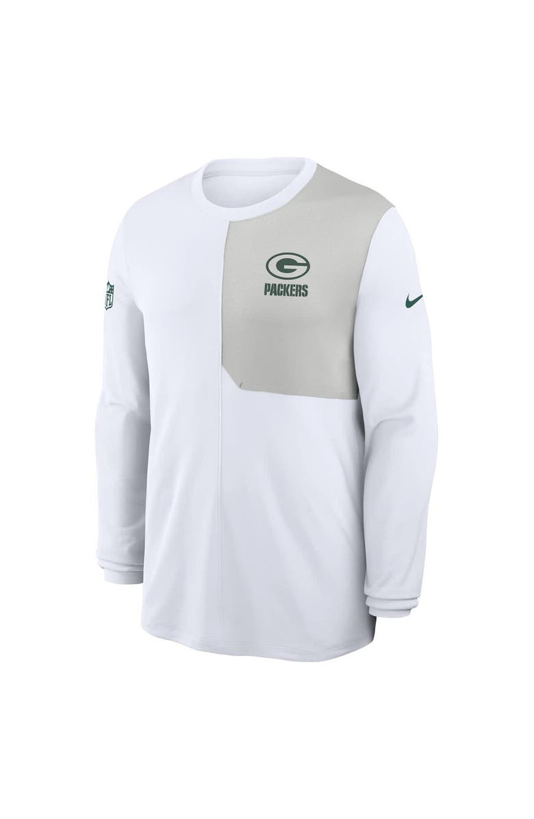 Nike Men's Nike White Green Bay Packers Sideline Coach UV Performance Long Sleeve T-Shirt, Alternate, color, White
