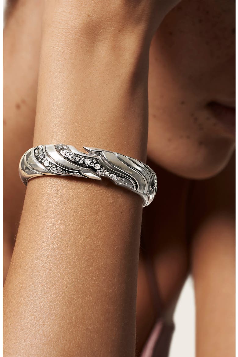 Small Kick Cuff Bracelet with Diamonds, Alternate, color, SILVER/ DIAMOND