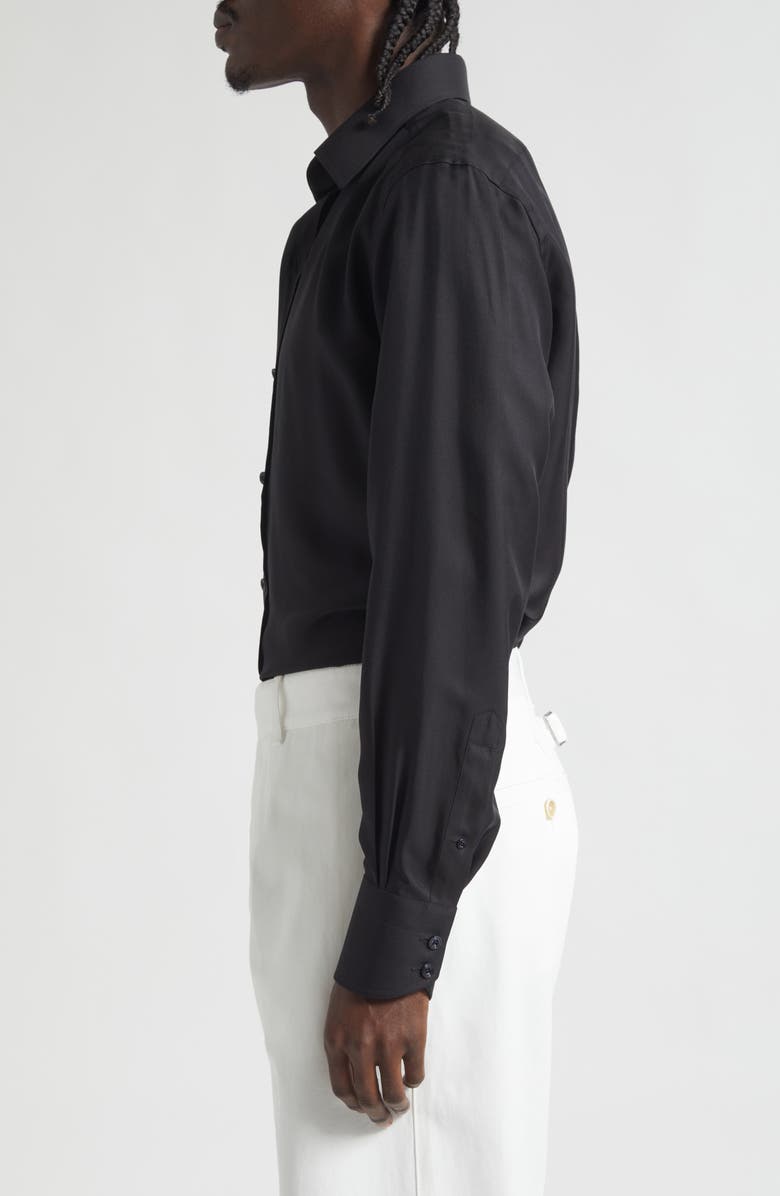 TOM FORD Classic Fit Washed Drapey Twill Button-Up Shirt, Alternate, color, Black