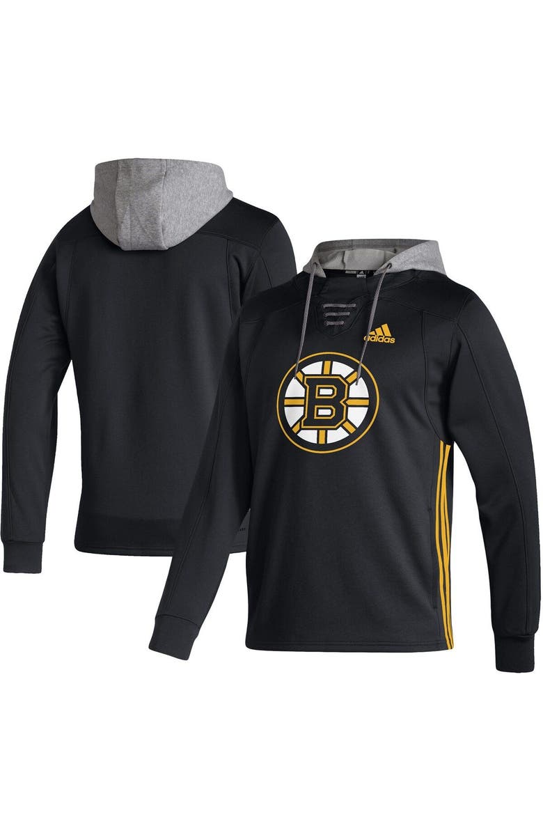 adidas Men's adidas Black Boston Bruins Skate Lace AEROREADY Pullover Hoodie, Main, color, 