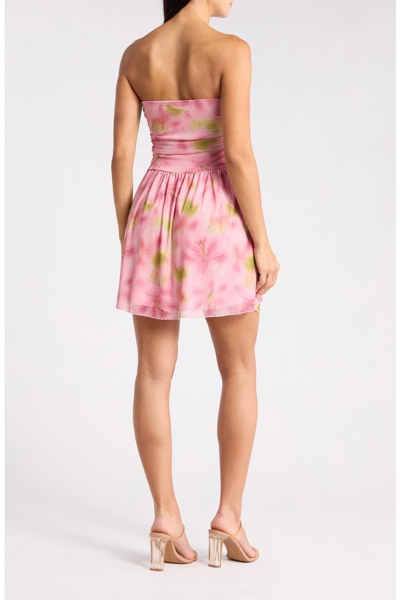 Ruched Strapless Minidress, Alternate, color, MAUVE MULTI