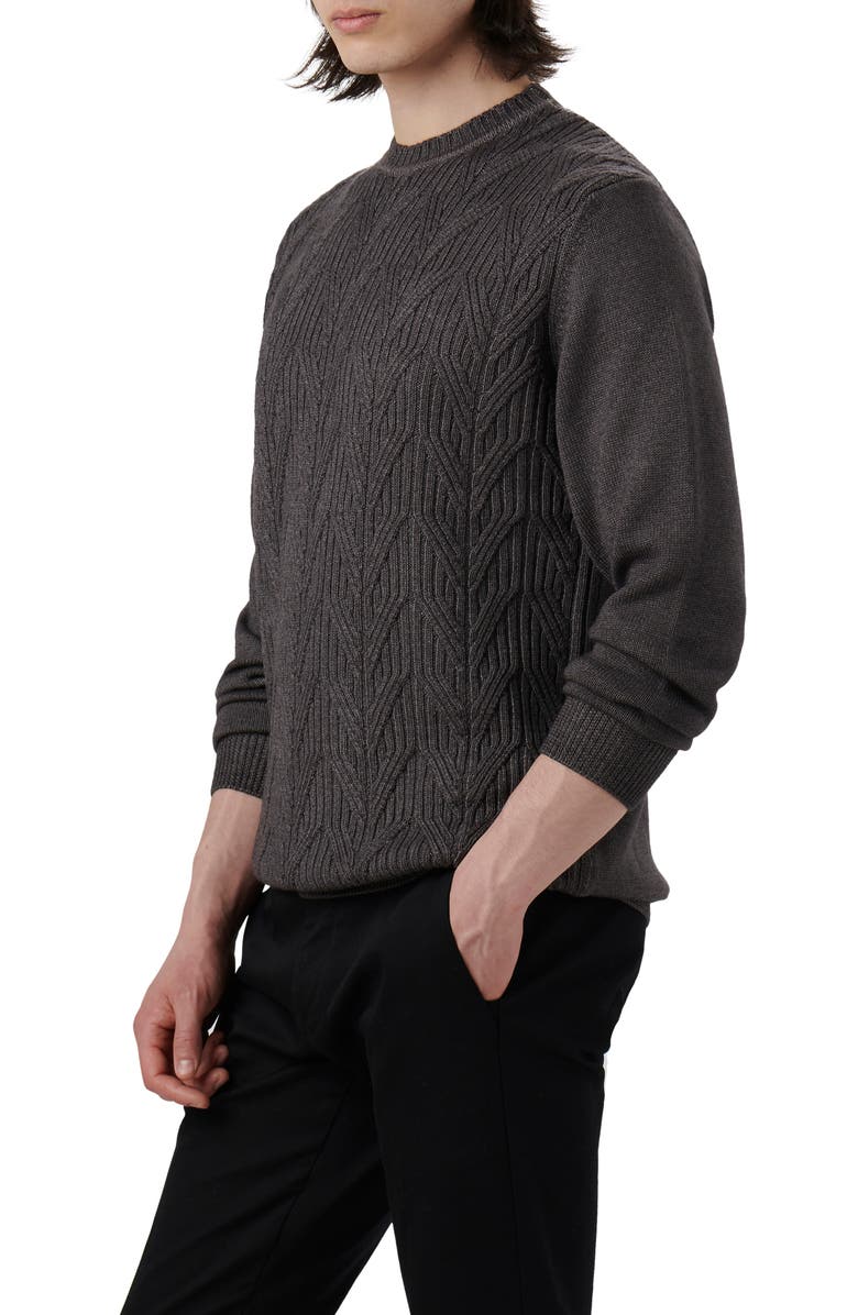 Bugatchi Cable Stitch Merino Wool Sweater, Alternate, color, Anthracite