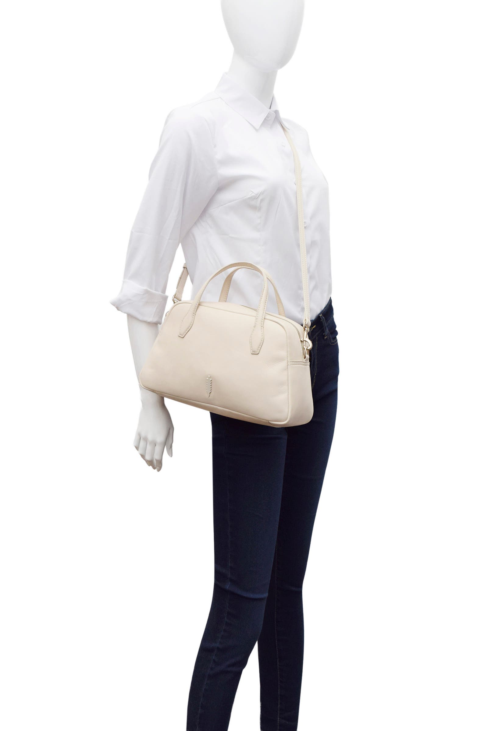Amelia Leather Satchel Crossbody, Alternate, color, IVORY