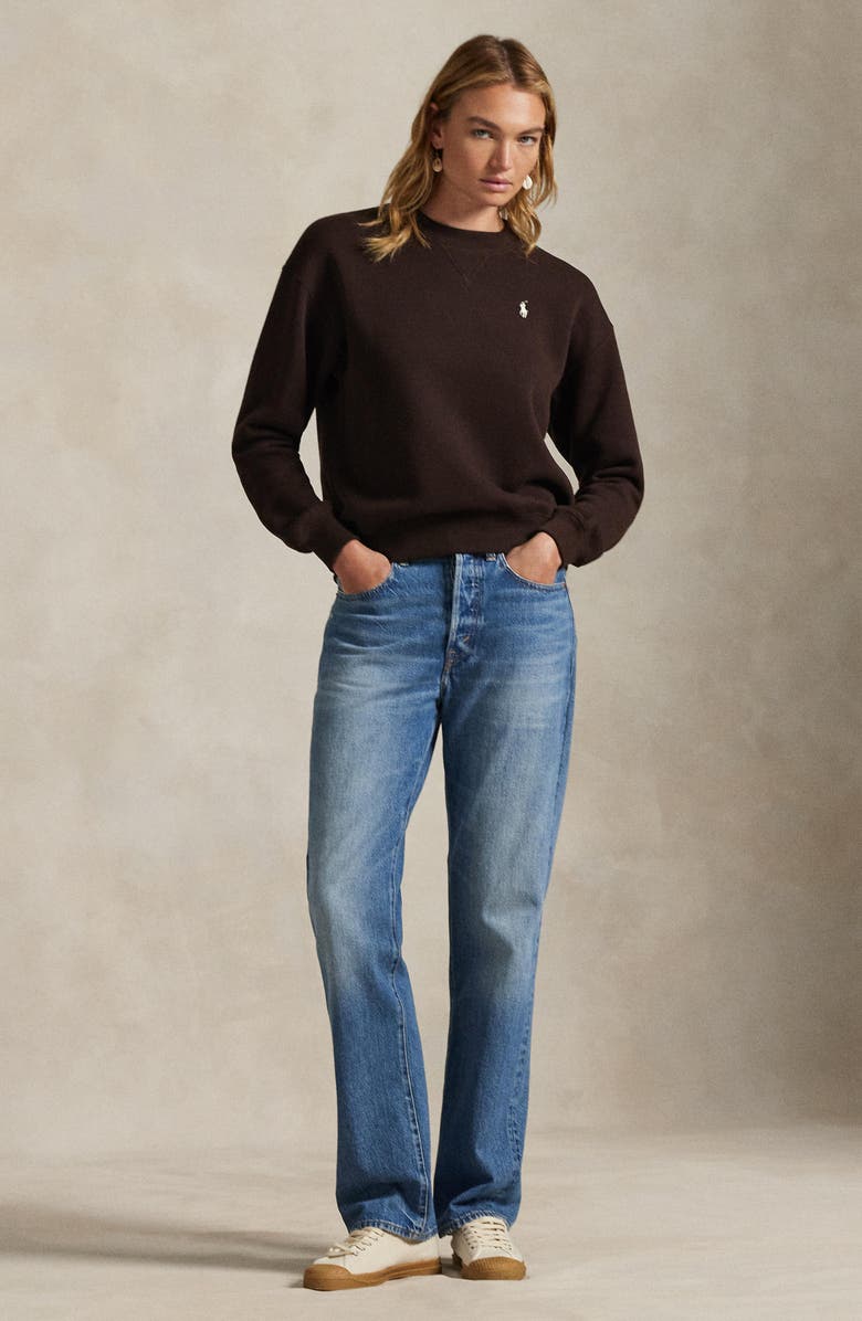Polo Ralph Lauren Fleece Crewneck Sweatshirt, Alternate, color, Circuit Brown