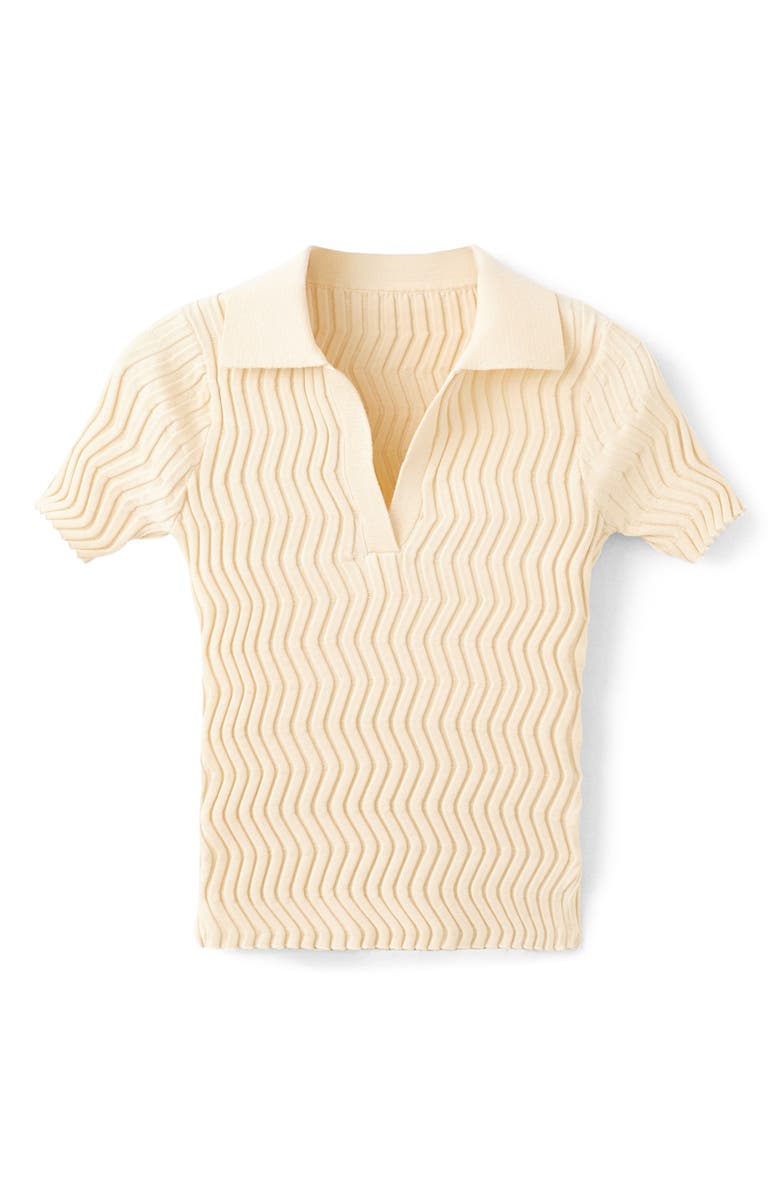 MANGO Zigzag Rib Polo Sweater, Alternate, color, 