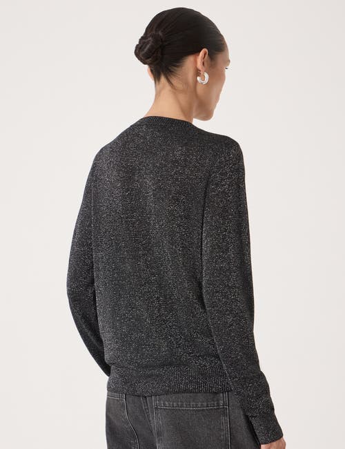 Hush Crew Neck Slim Fit Metallic Cardigan In Black