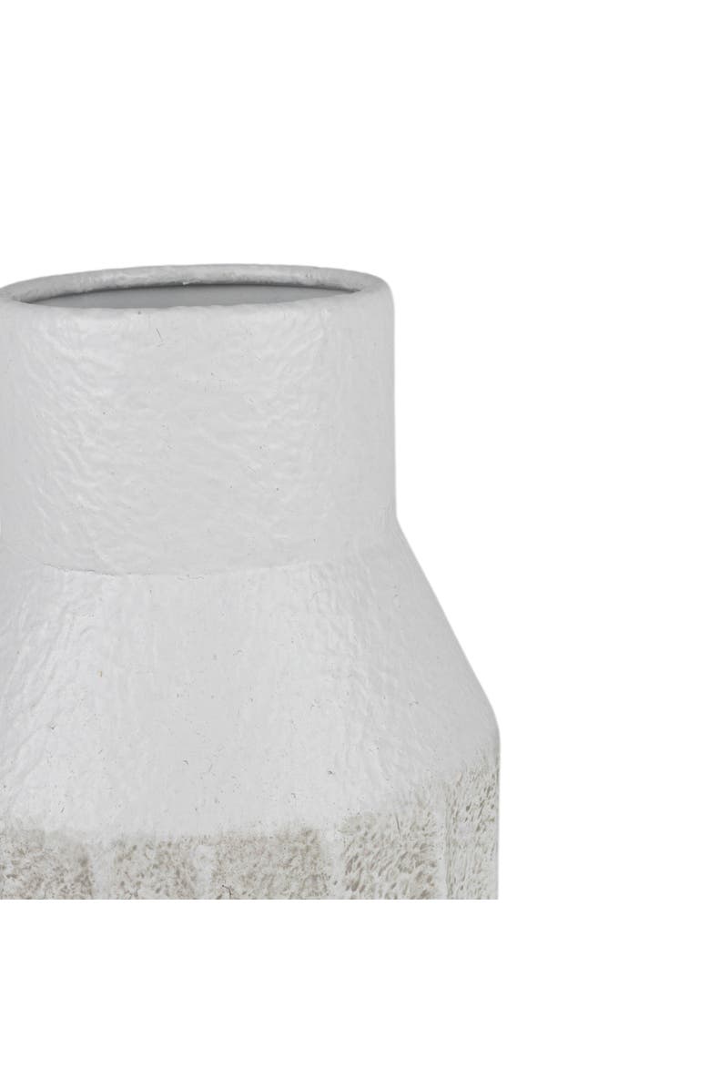 Foreside Home and Garden Fluted Sandy Vase White Metal, Alternate, color, White