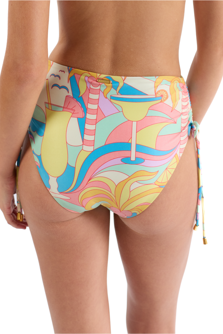 The Paradiso - High Waist Bikini Bottom w/ Side Ties & Ruching, Alternate, color, Yellow