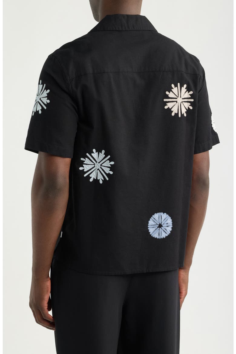 Didicot Medallion Appliqué Cotton & Linen Camp Shirt, Alternate, color, BLACK / MULTI