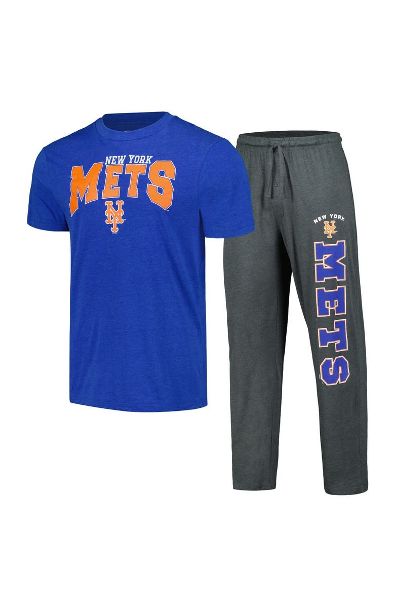 CONCEPTS SPORT Men's Concepts Sport Charcoal/Royal New York Mets Meter T-Shirt & Pants Sleep Set, Main, color,