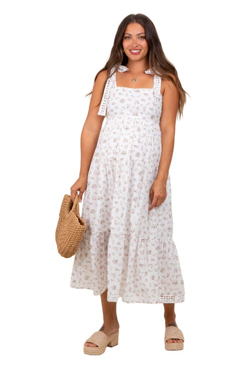 Floral Shoulder Tie Midi Dress