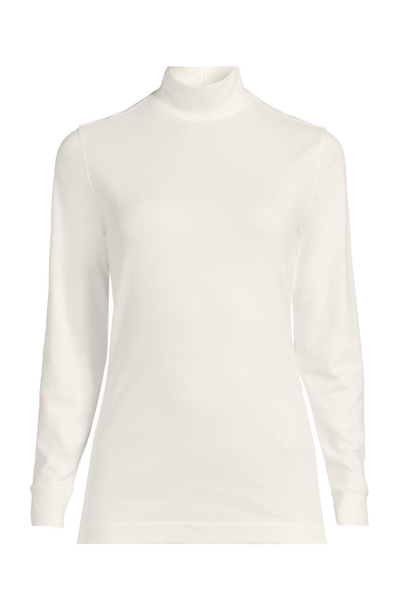 Lands' End Tall Relaxed Cotton Long Sleeve Mock Turtleneck, Alternate, color, 