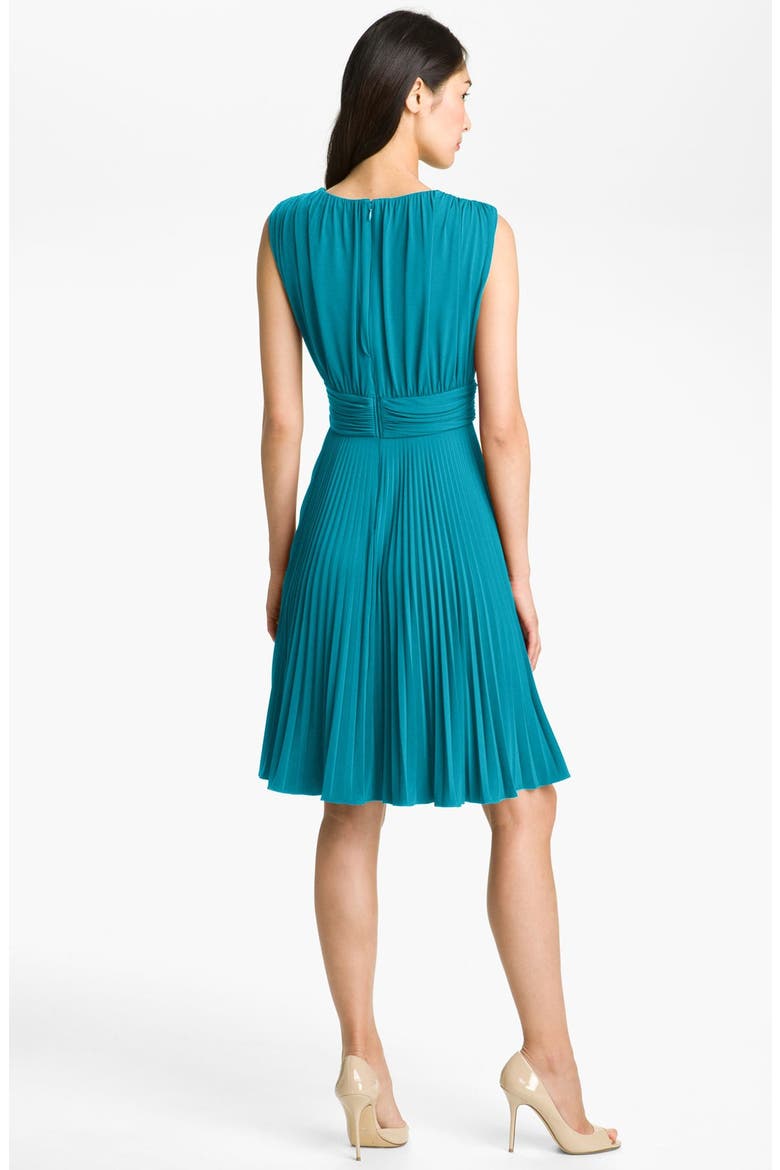 Ivy & Blu Pleated Jersey Fit & Flare Dress, Alternate, color, TURQUOISE
