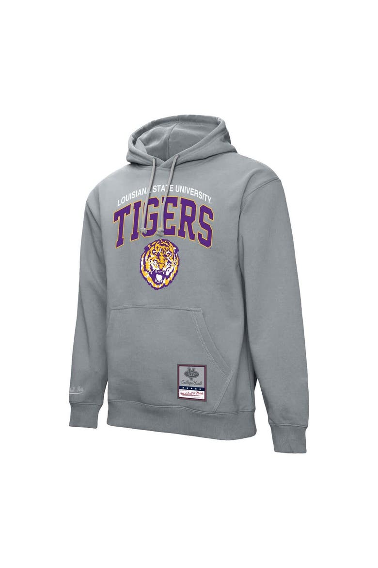 Men's Mitchell & Ness  Heather Gray LSU Tigers Classic Arch Pullover Hoodie, Alternate, color, Heather Gray