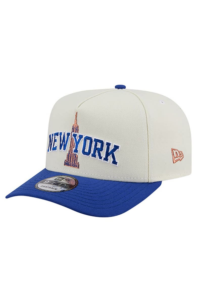 New Era Men's New Era White/Blue New York Knicks A-Frame 9FIFTY Adjustable Hat, Alternate, color, 