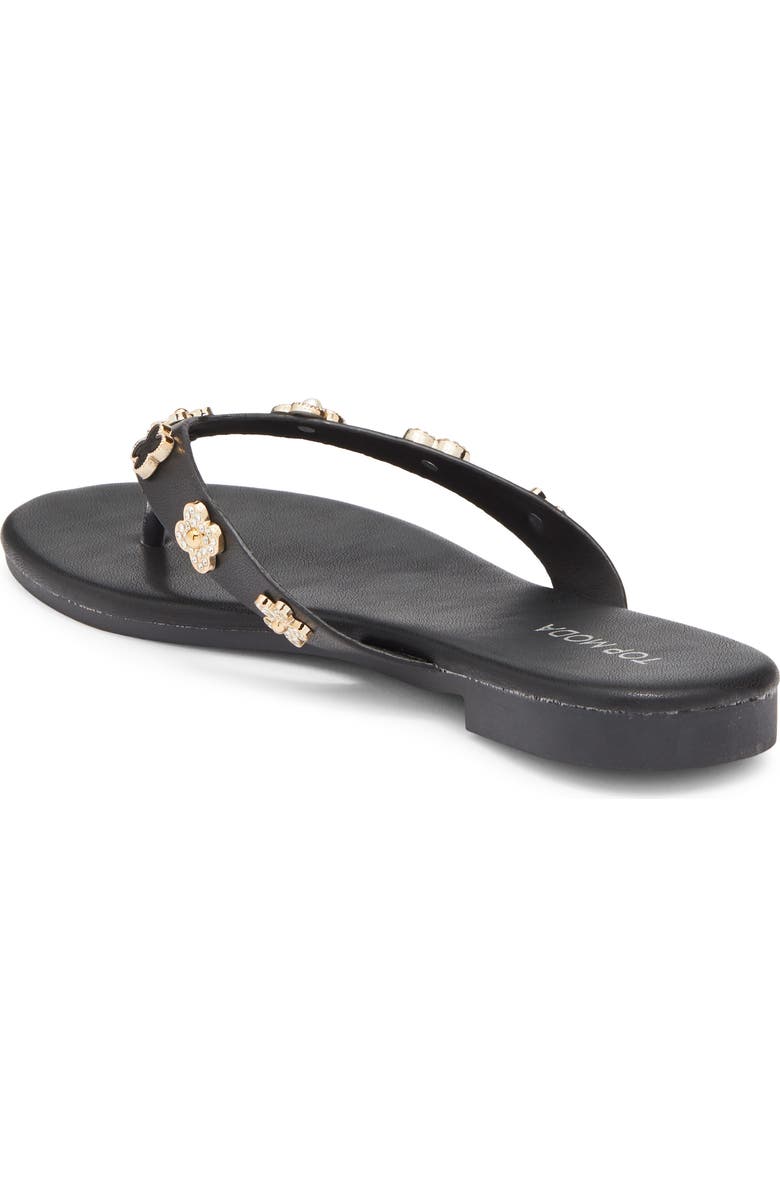 TOP MODA Bessie Embellished Flip Flop, Alternate, color, Black Pu