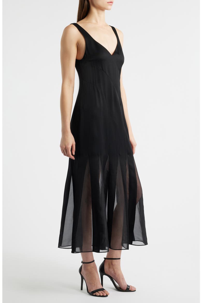 Sleeveless Godet Maxi Dress, Alternate, color, BLACK