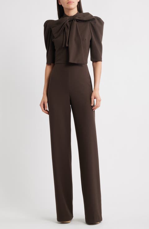 Ara Tie Neck Puff Sleeve Jumpsuit