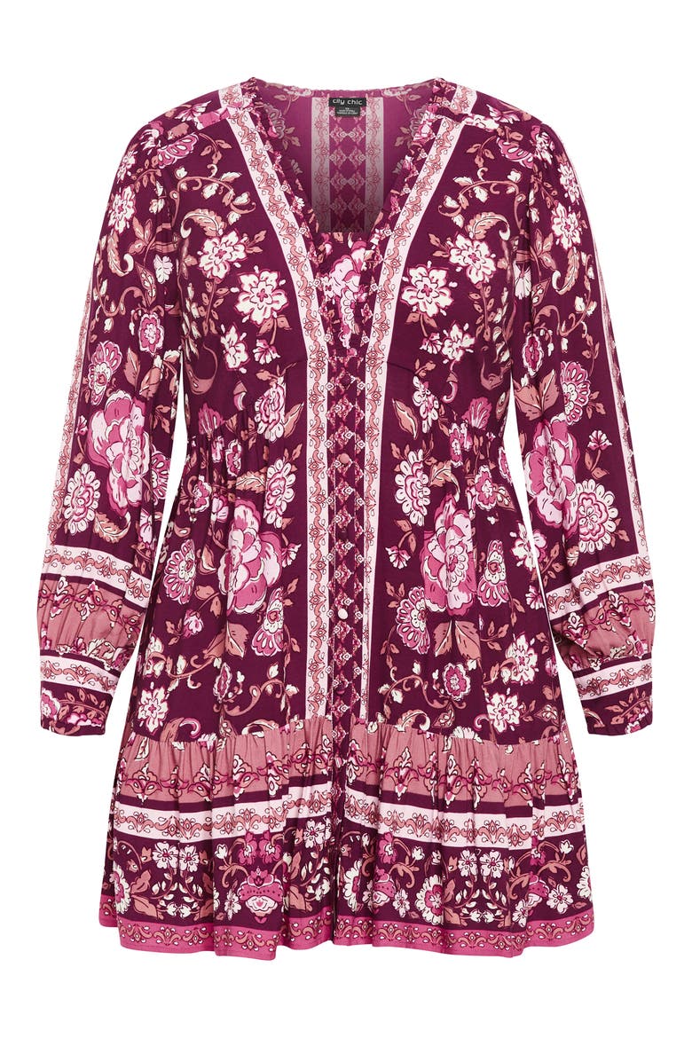 Fiona Long Sleeve Minidress, Alternate, color, PURPLE PRINT