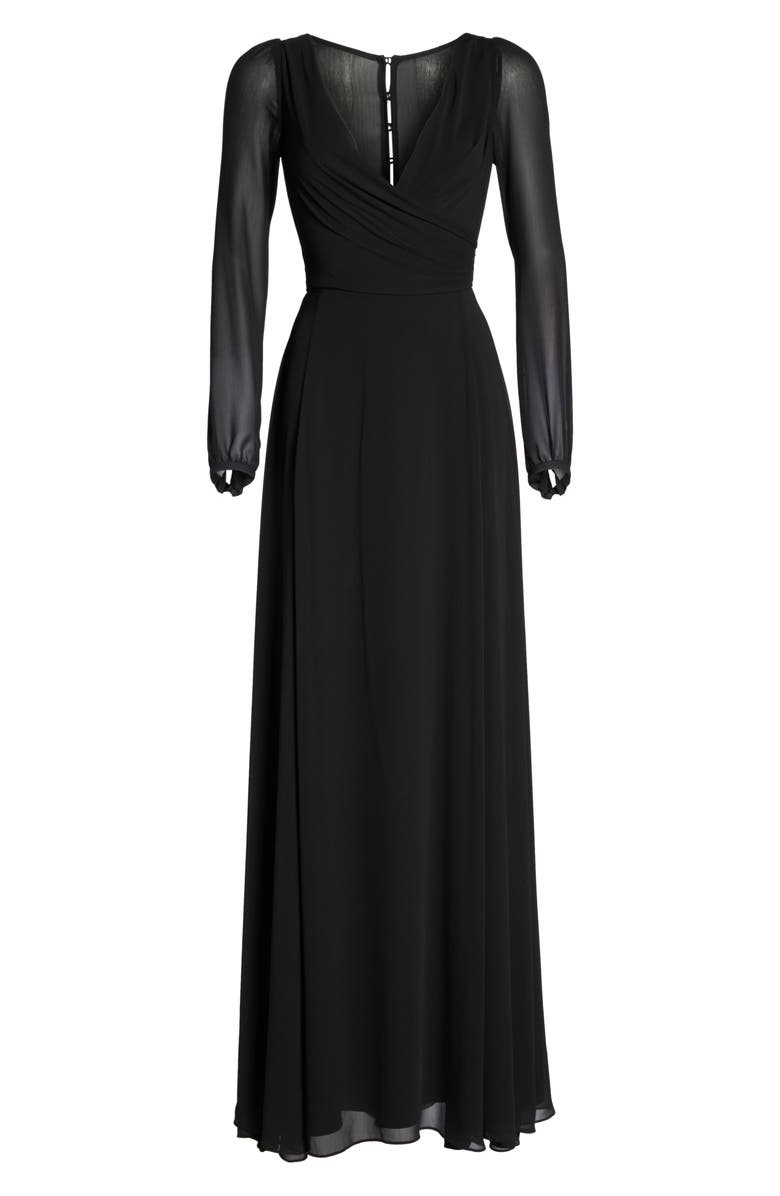 Watters Donna Luxe Chiffon Surplice A-Line Gown, Alternate, color,