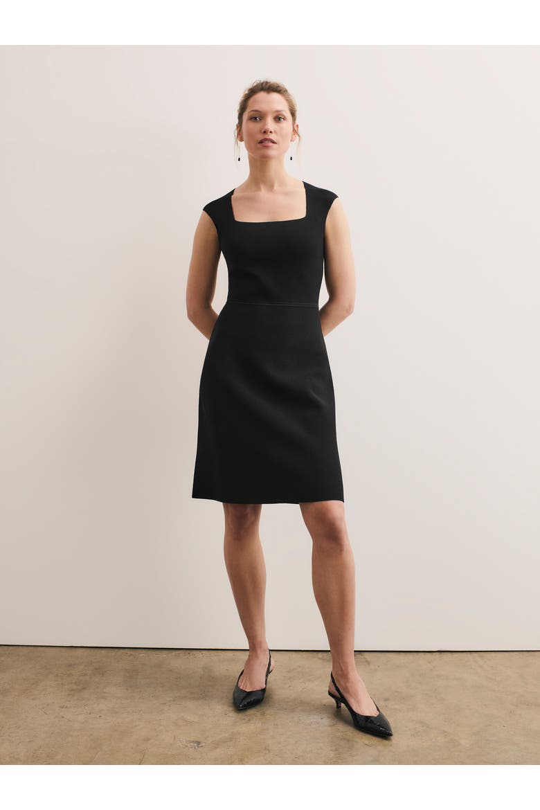 Sculptural Square Neck Sheath Dress, Main, color, Black