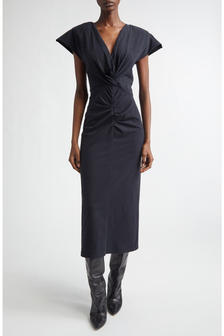 Nadra Pleated Midi Dress, Main, color, BLACK