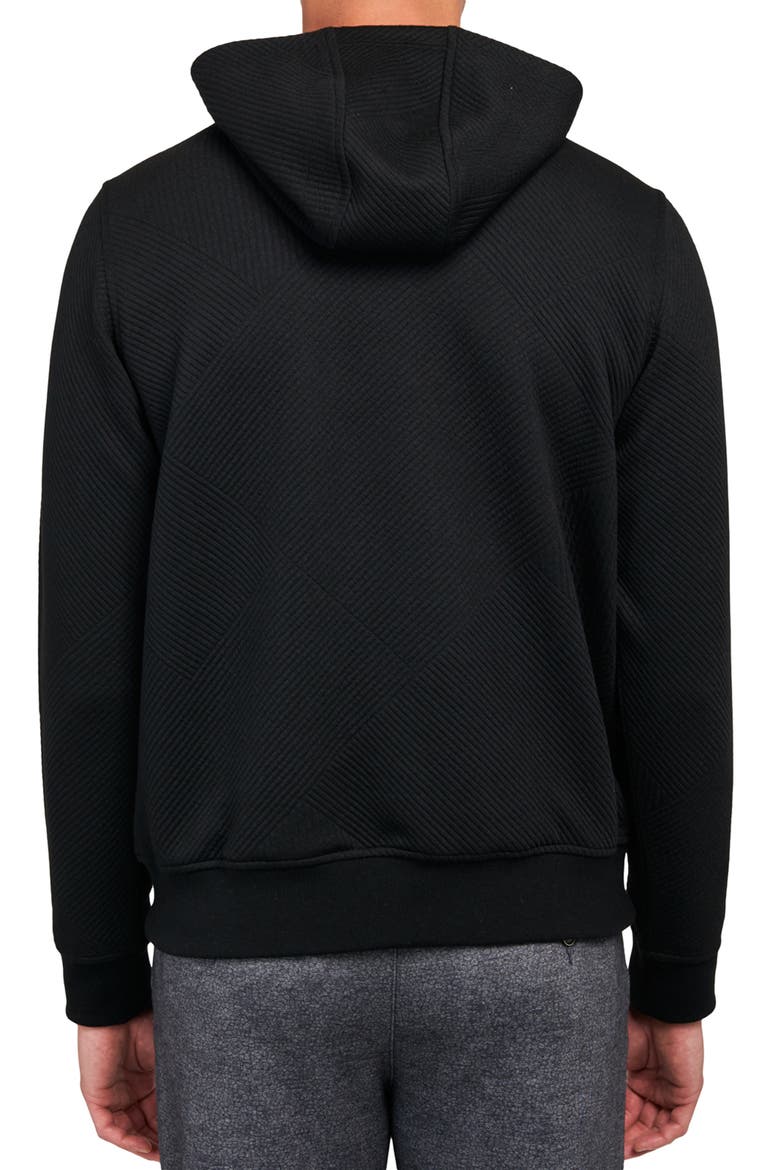 Slim Fit Solid Quilted Knit Hoodie, Alternate, color, BLACK