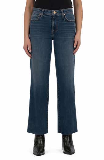 KUT from the Kloth High Waist Raw Hem Wide Leg Jeans