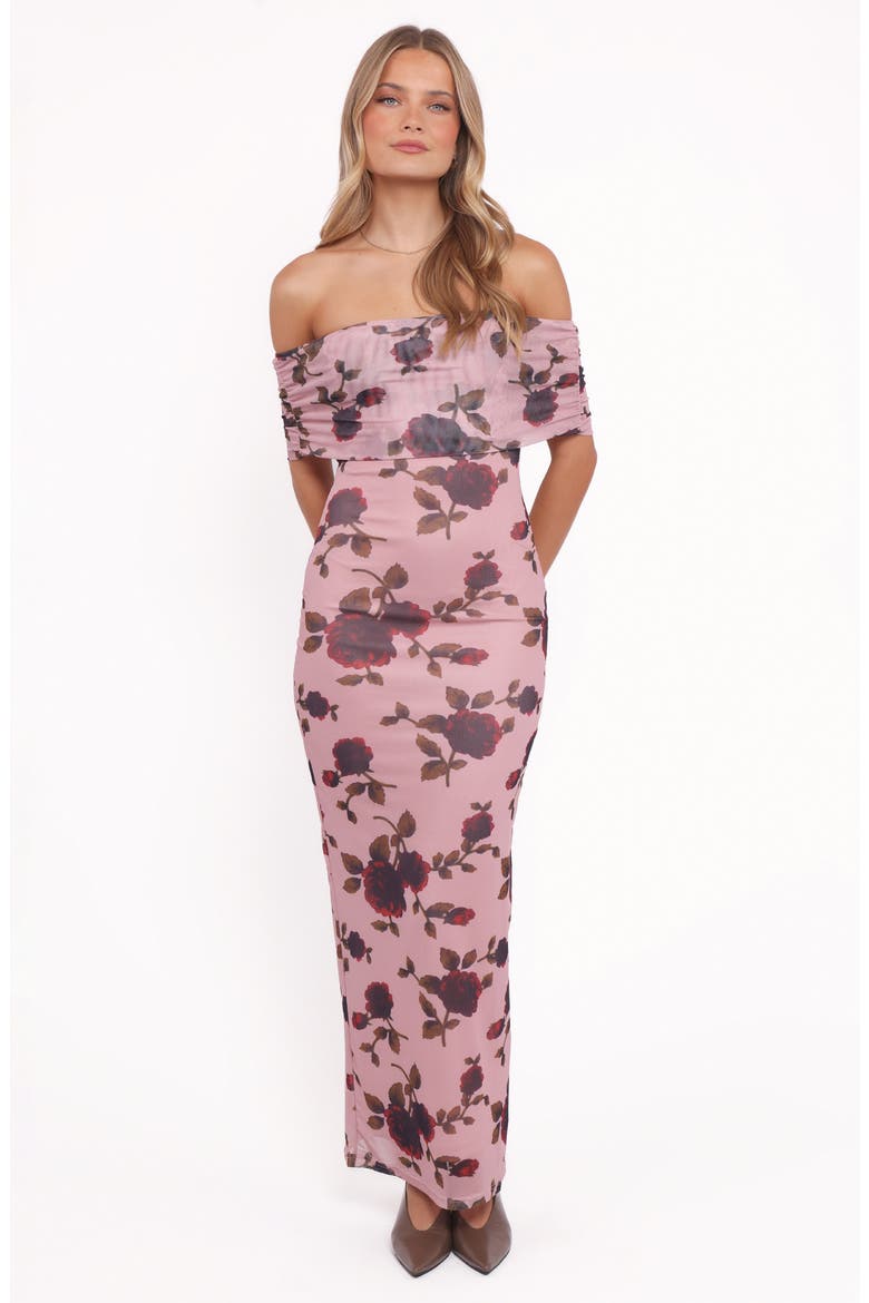Indya Off the Shoulder Maxi Dress, Alternate, color, PINK FLORAL
