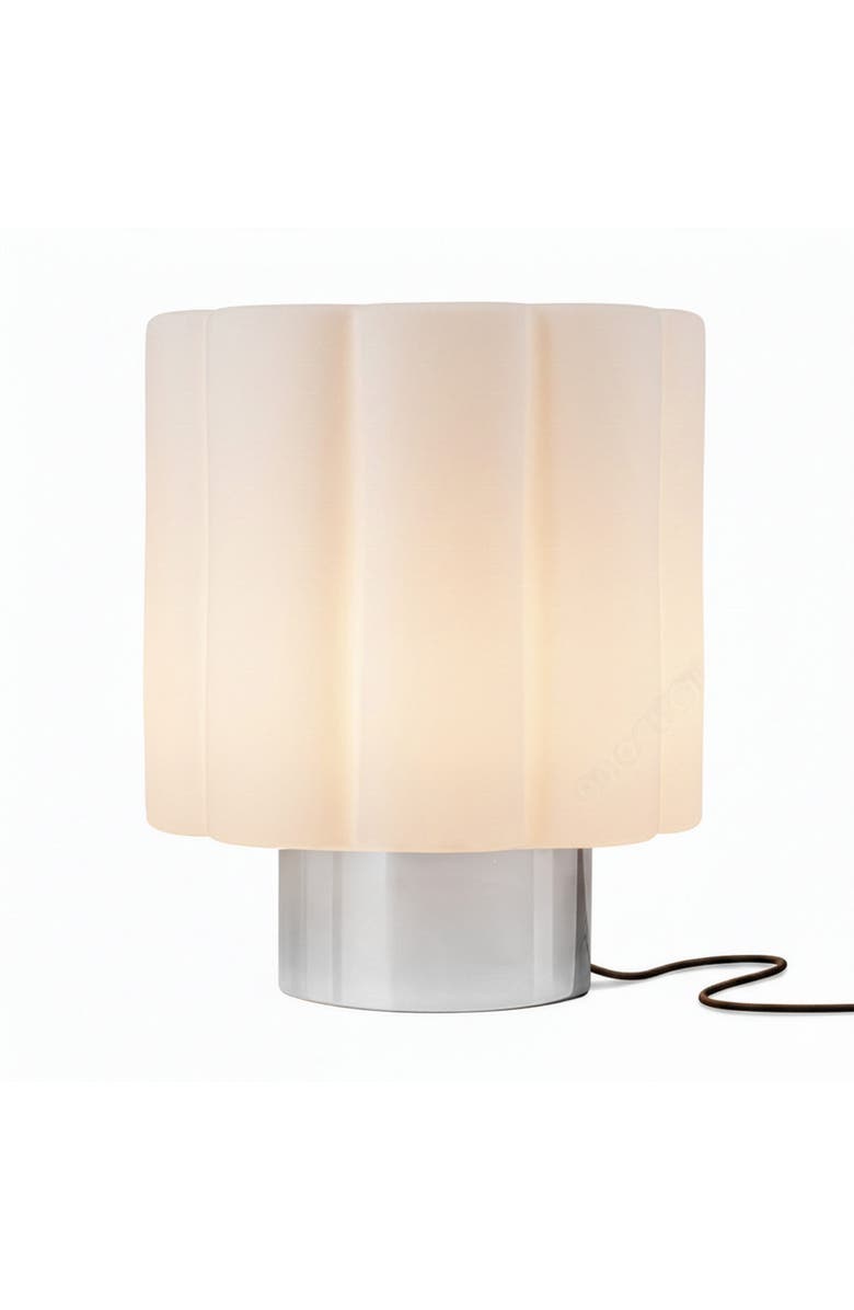 Brightech Addison 9" Chrome Matte Glass Integrated LED Table Lamp with Sliding Dimmer, Main, color, Chrome