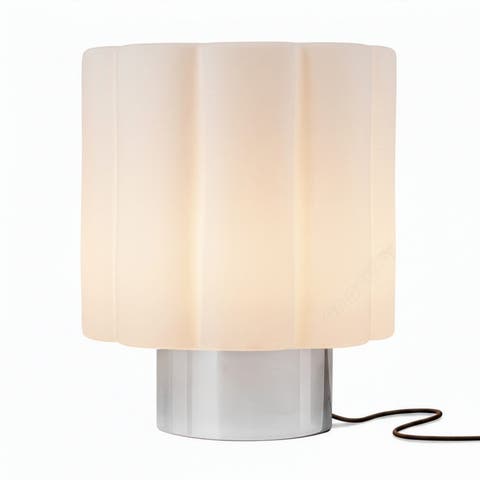 Addison 9" Chrome Matte Glass Integrated LED Table Lamp with Sliding Dimmer