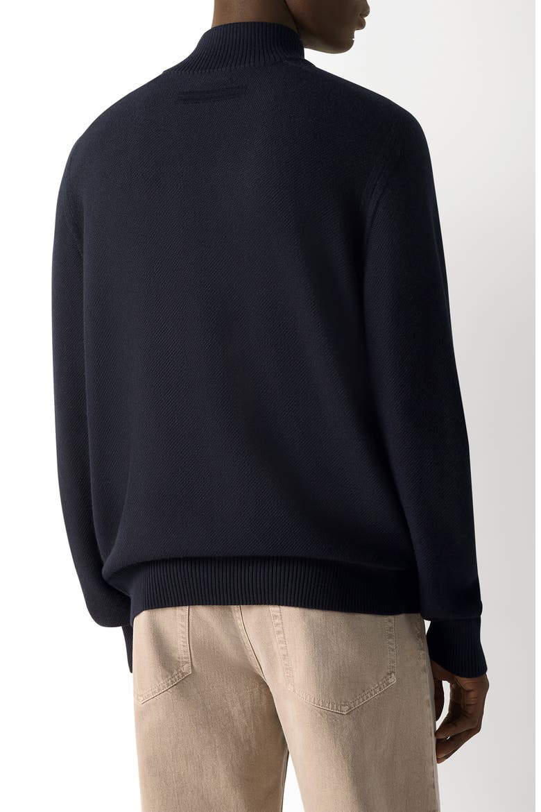 Cashseta Regular Fit Cashmere & Silk Zip Cardigan, Alternate, color, NAVY BLUE