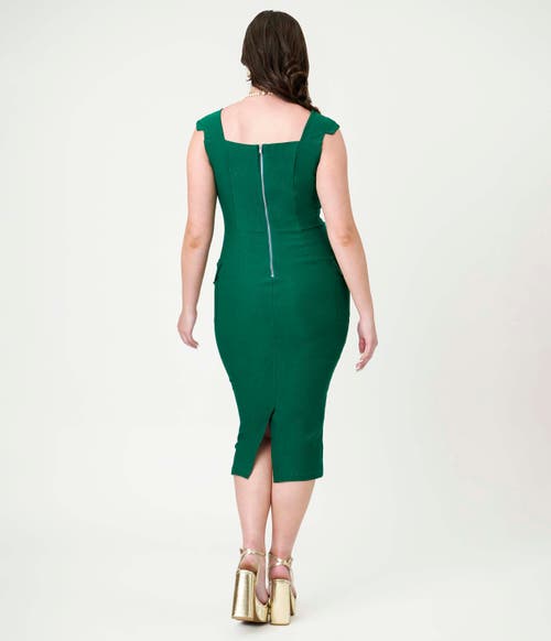 Unique Vintage Sensation Wiggle Dress In Green