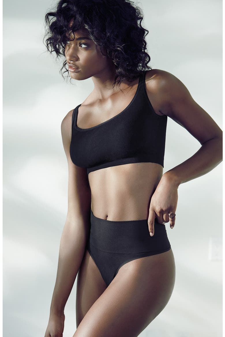 'Jasmine' Shaping Thong, Alternate, color, BLACK
