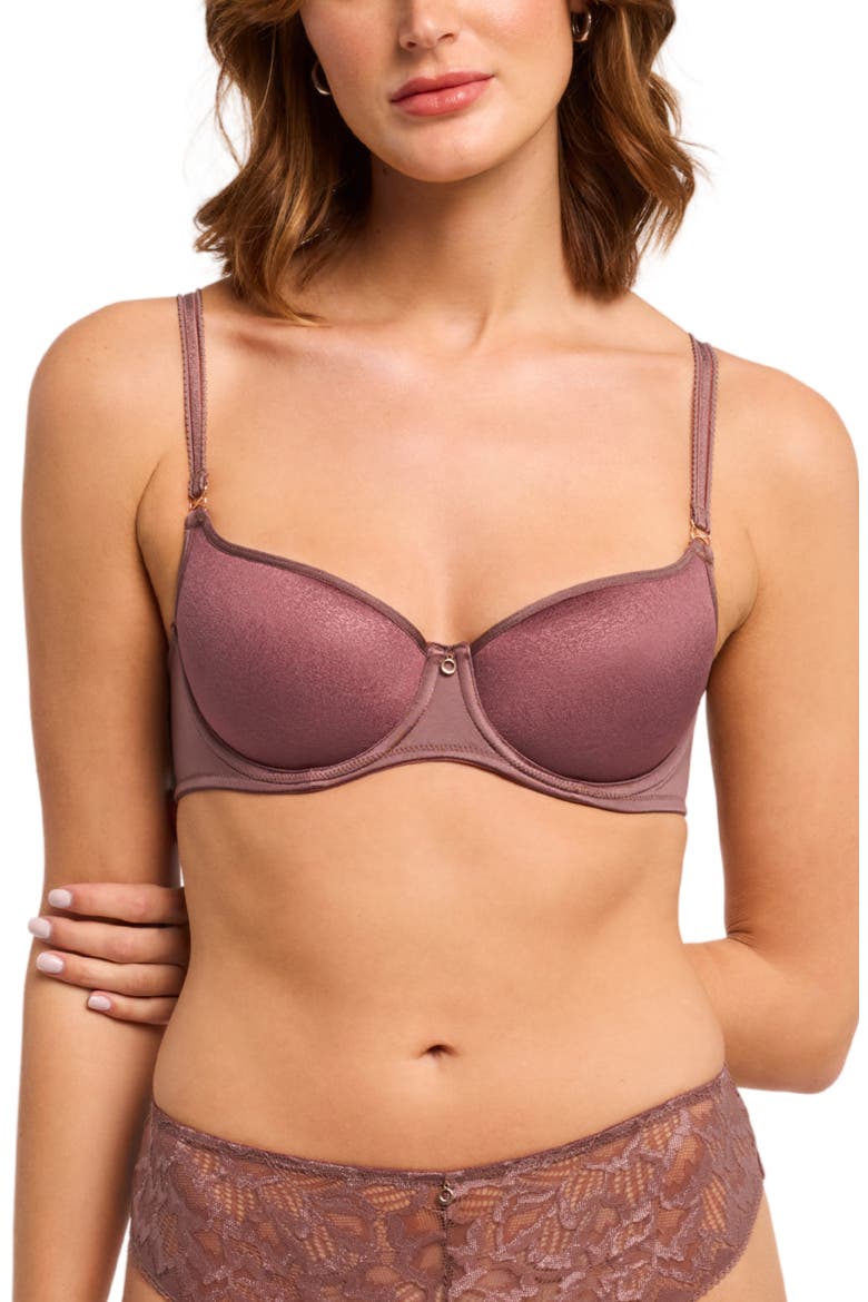 Metallic Underwire Spacer Balconette Bra, Alternate, color, WOODROSE